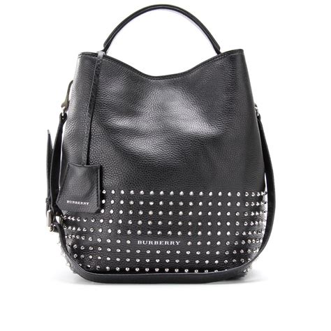 BURBERRY Susanna Studded Black Leather Hobo Bag